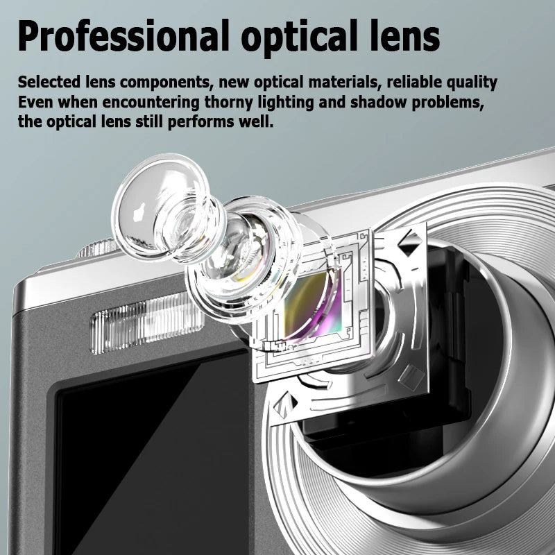 White 4K Selfie and Travel Camera Waterproof Dual Display Design