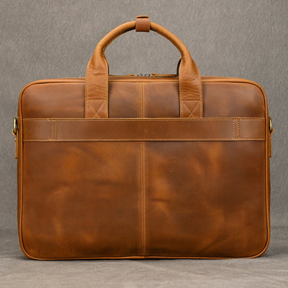 Light Brown Leather Work Briefcase with Spacious Design