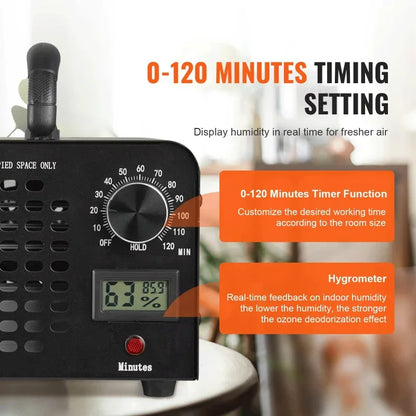 Black Compact 12g Ozone Generator Removes Smoke and Odors