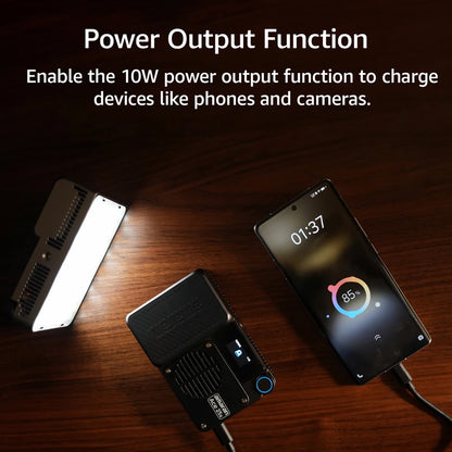 White Portable Bi Color LED Video Light with Fast Charging