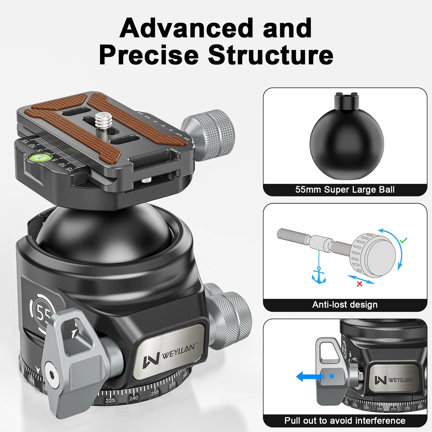 Heavy-Duty 55mm Ball Head with MLOK Quick Release