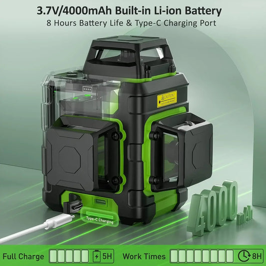 Rechargeable 3D Green Laser Level with Carry Case and Pulse