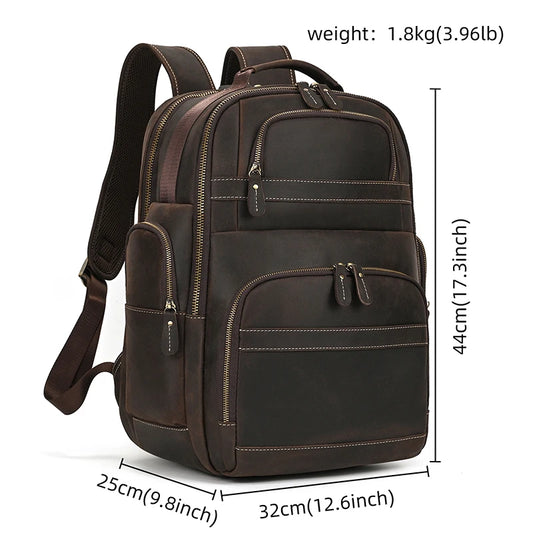 Business Travel Leather Backpack Large Capacity