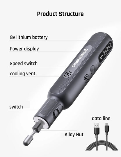 Cordless 80W Mini Grinder with 52 Accessories and USB Charging