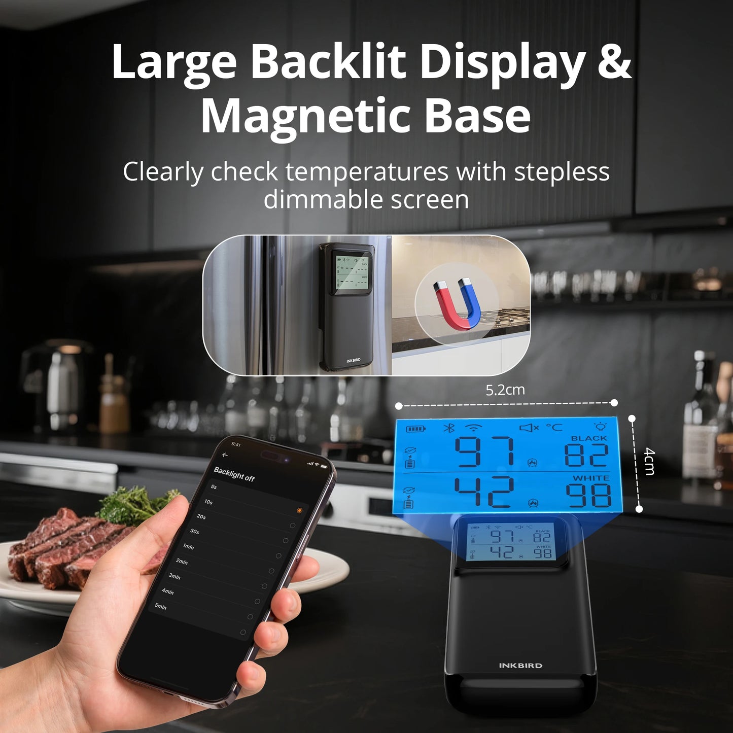 Smart Wireless Meat Thermometer WiFi Bluetooth 5 Probe IP67