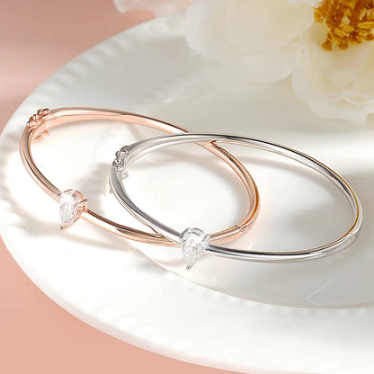 Rose Gold Lab Diamond Silver Bangle 16cm