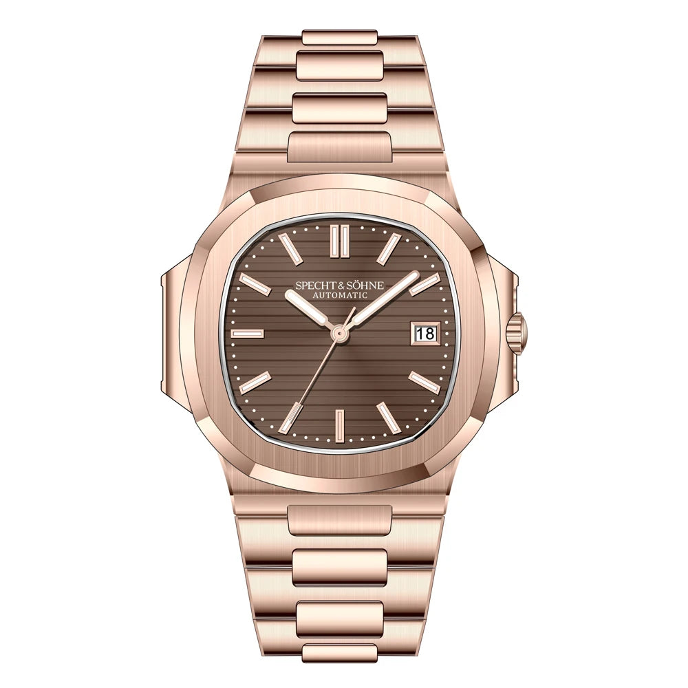 Rose Gold Mechanical Watch 40MM Stainless Steel Waterproof