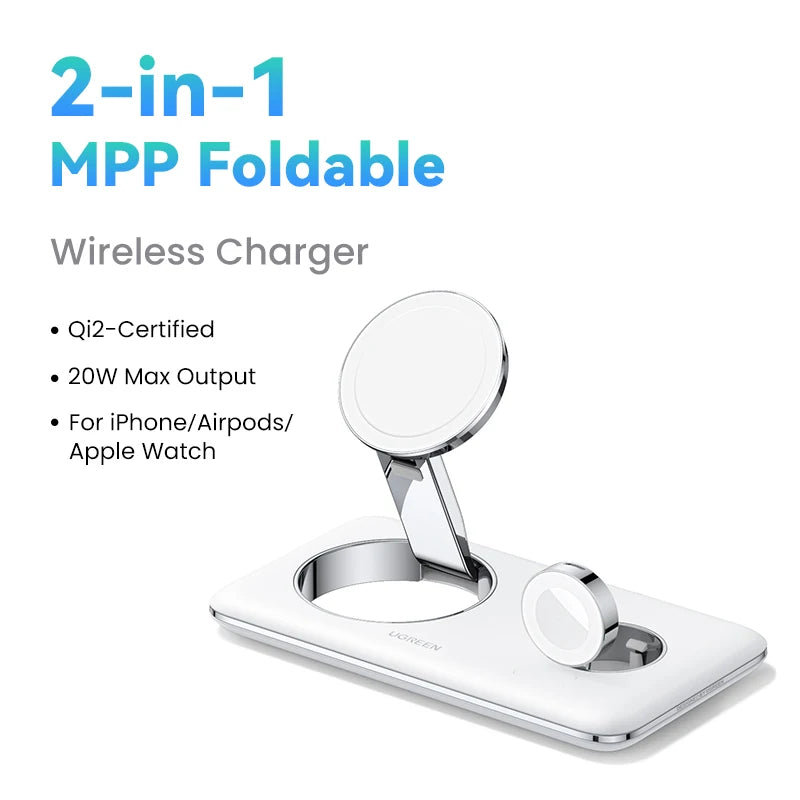 UGREEN MagSafe Compatible 2-in-1 Wireless Charger Dock for Apple Devices