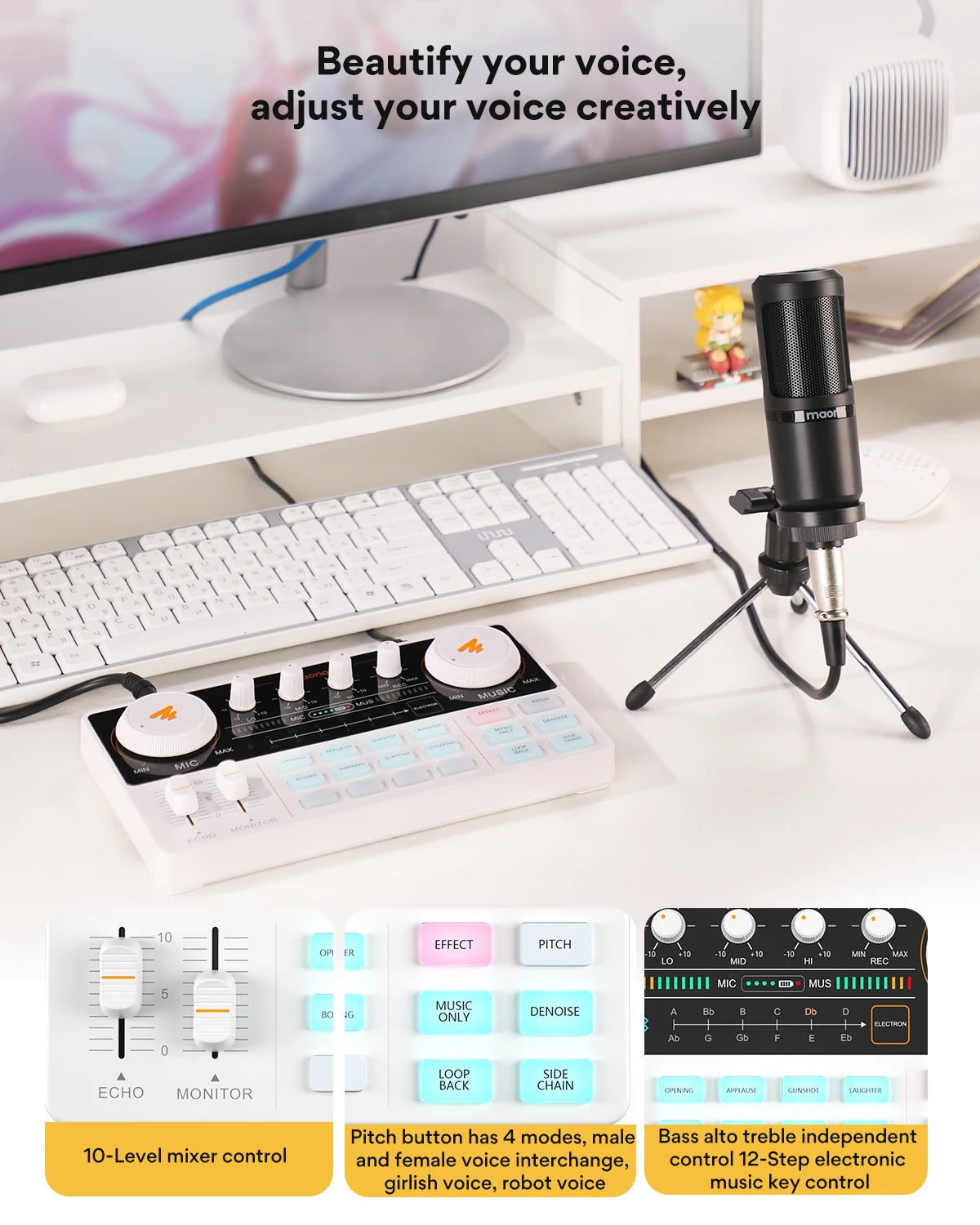 Smart Pink Audio Mixer with Mic Podcast & Recording Pack