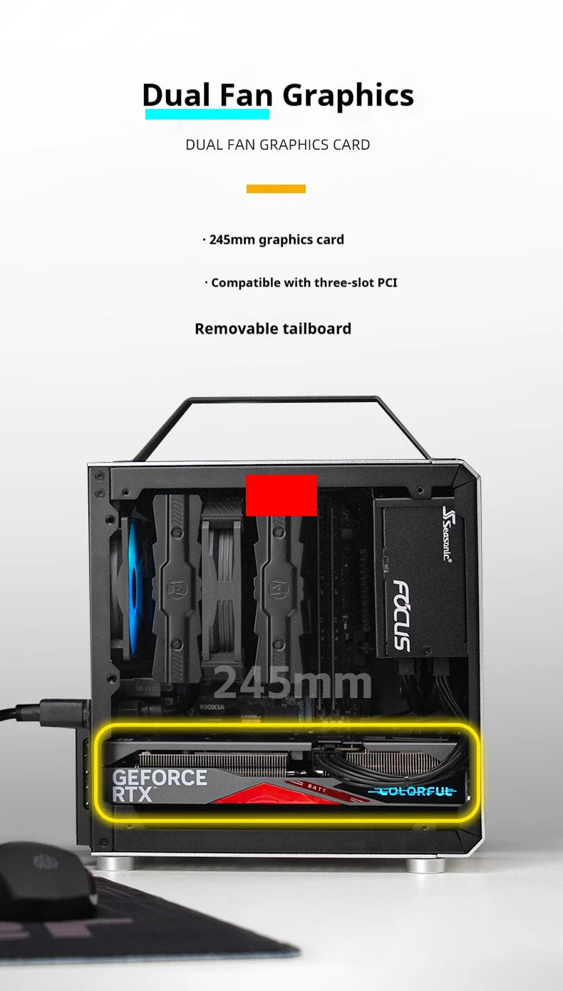 Portable Mini ITX Desktop Case Black Air Type C