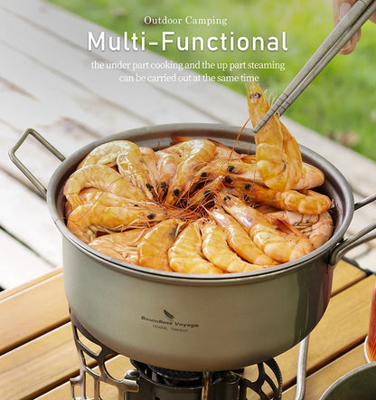 Ultralight Titanium Camping Cookware Set Pot Fry Pan