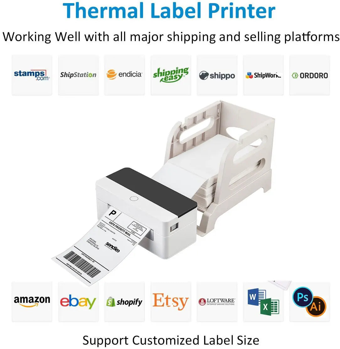 Bluetooth Thermal Label Printer 100x100mm Shipping Barcode Printer