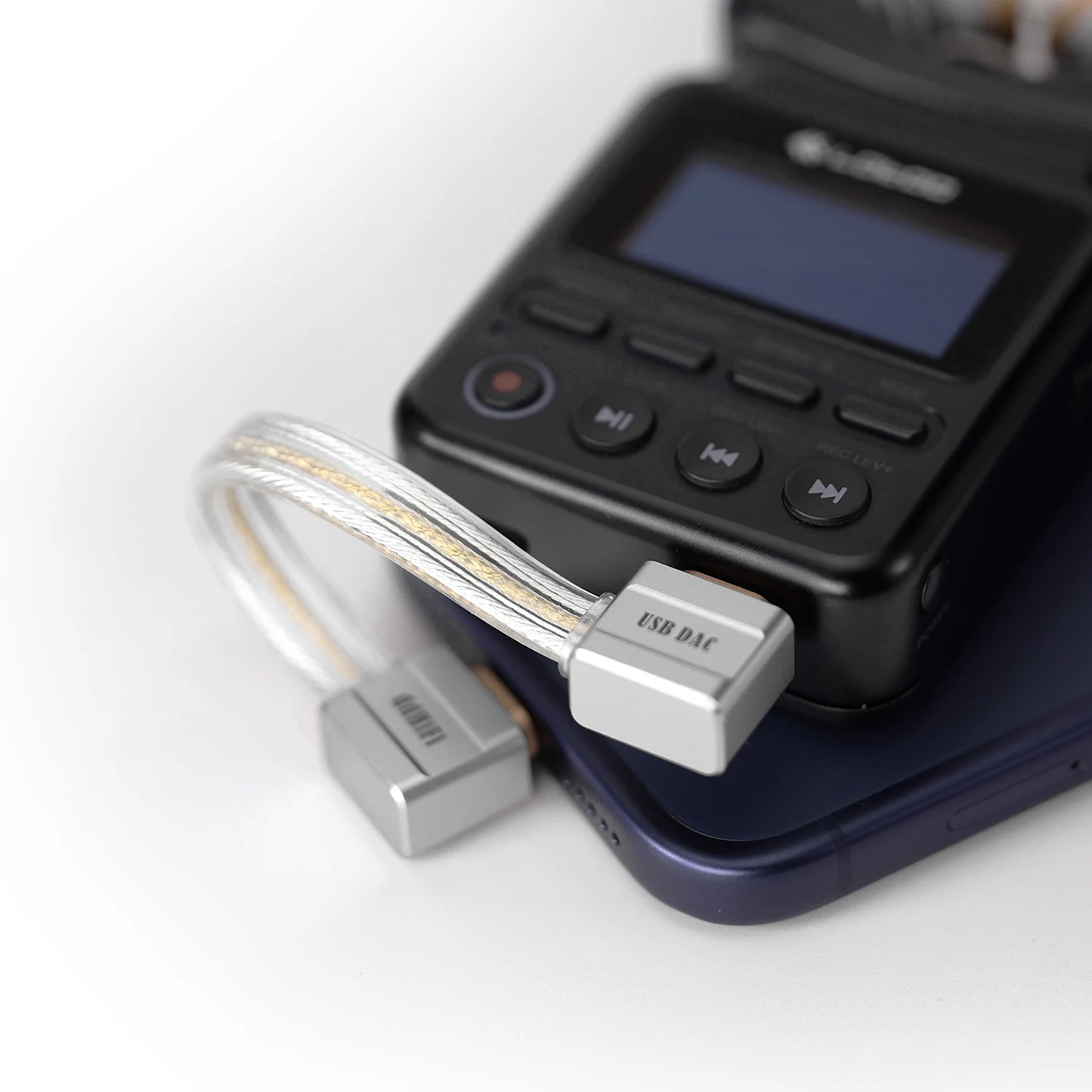USB-C OTG Cable Pure Silver L-Shaped DAC Audio Cable