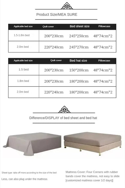 Premium Cotton 4-Piece Bed Sheet Set Ice Silk