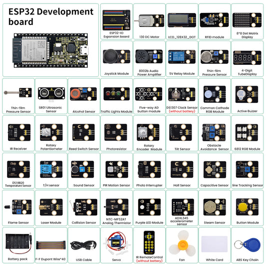 Complete ESP32 DIY Sensor Kit with Board and 65 Projects