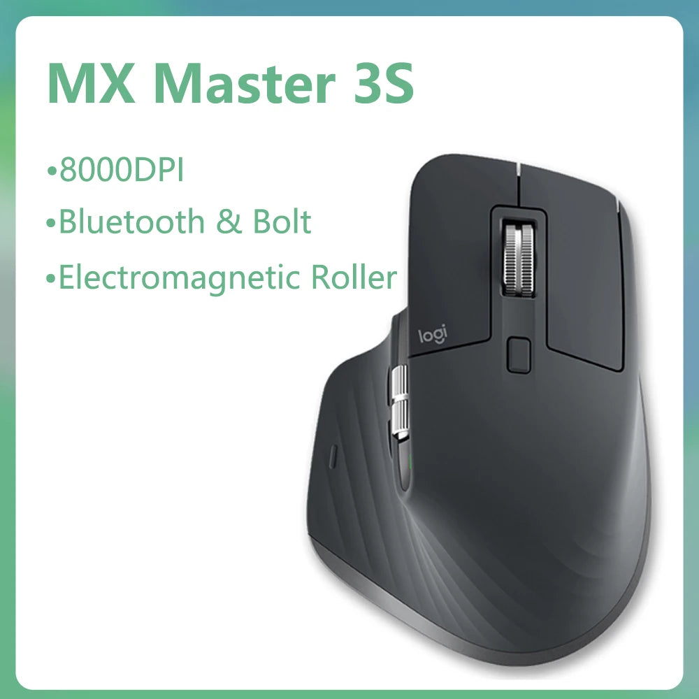 Ergonomic Black MX Master 3S Bluetooth Office Mouse