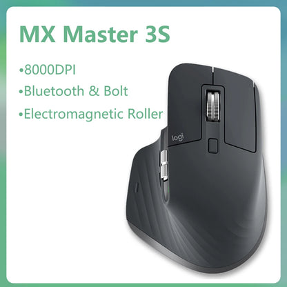 Ergonomic Black MX Master 3S Bluetooth Office Mouse