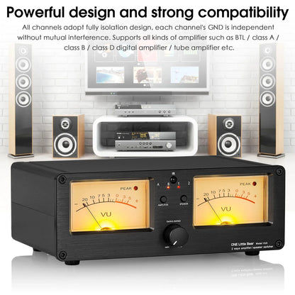2 Way Audio Selector with VU Meter Display and Remote Control