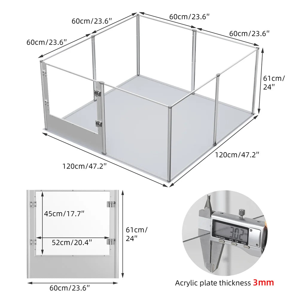 Extra Large Acrylic Dog Playpen with Waterproof Pad