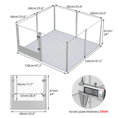 Extra Large Acrylic Dog Playpen with Waterproof Pad