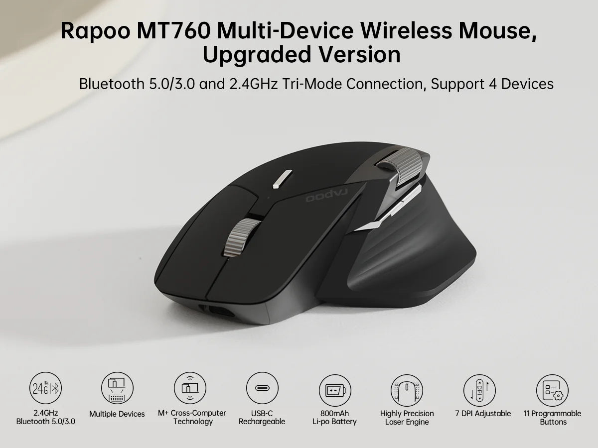 Light Gray Wireless Bluetooth Mouse 4000 DPI Ergonomic