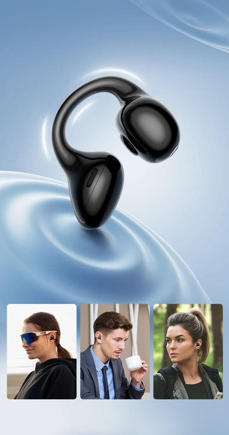 Black Open-Ear Earphones with Multipoint & Long Battery