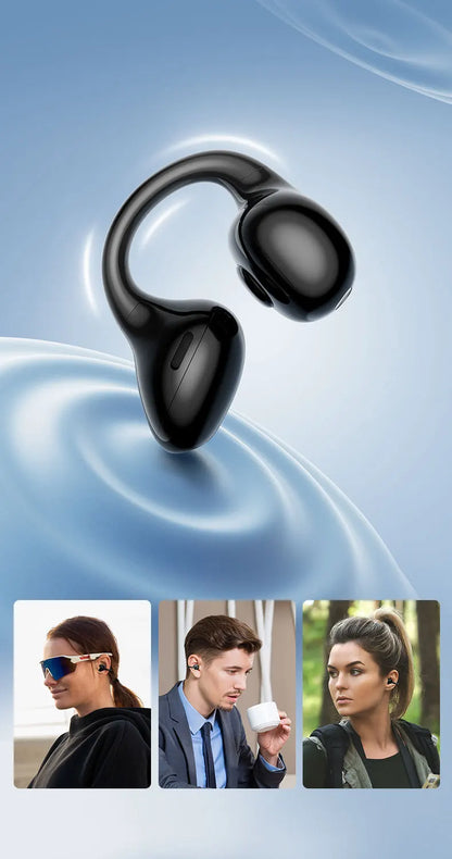 Black Open-Ear Earphones with Multipoint & Long Battery