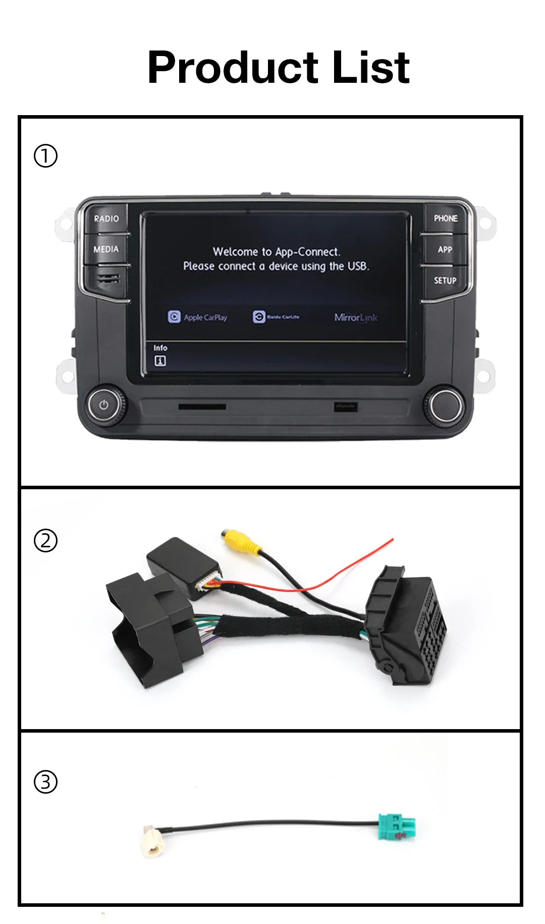 Wireless CarPlay Car Radio for VW Polo Golf Passat