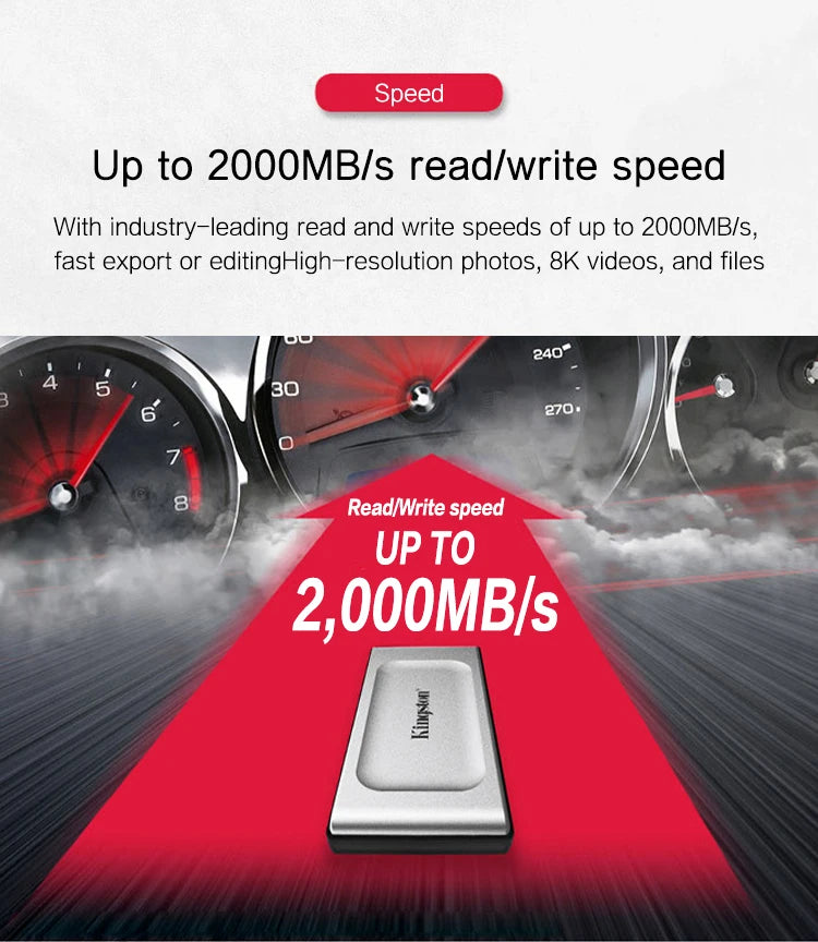 Kingston Portable 1TB External SSD USB Type-C 2000MB/s