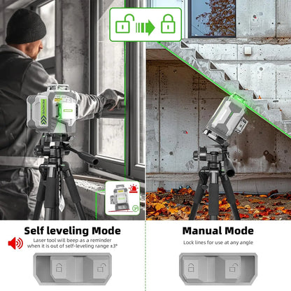 Rechargeable 12-Line Laser Level for Tiling and Alignment