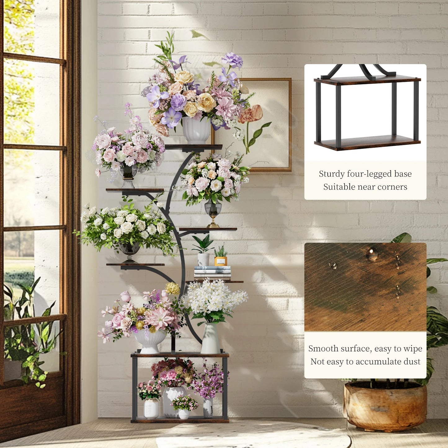 Tree Shaped Plant Stand with Multiple Display Shelves