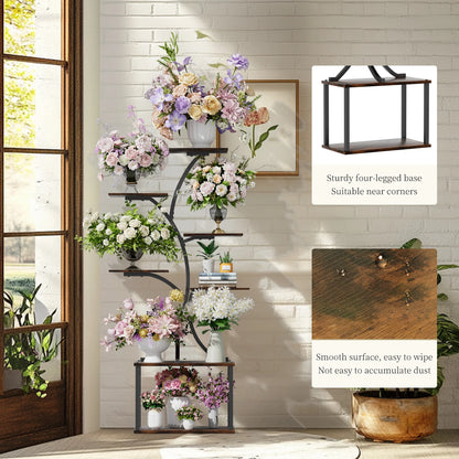 Tree Shaped Plant Stand with Multiple Display Shelves