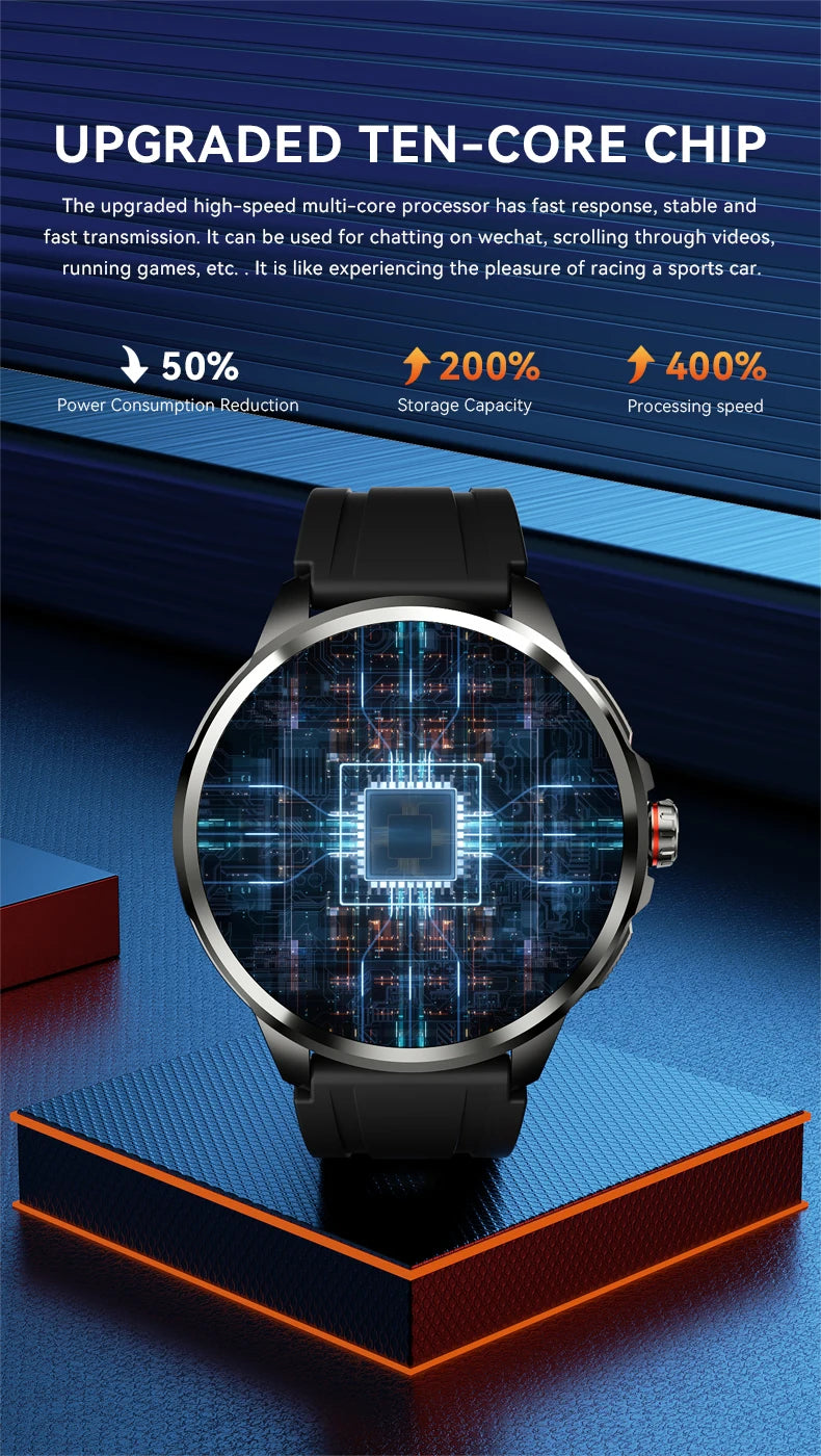 5G Smartwatch Steel Black Camera & App Support