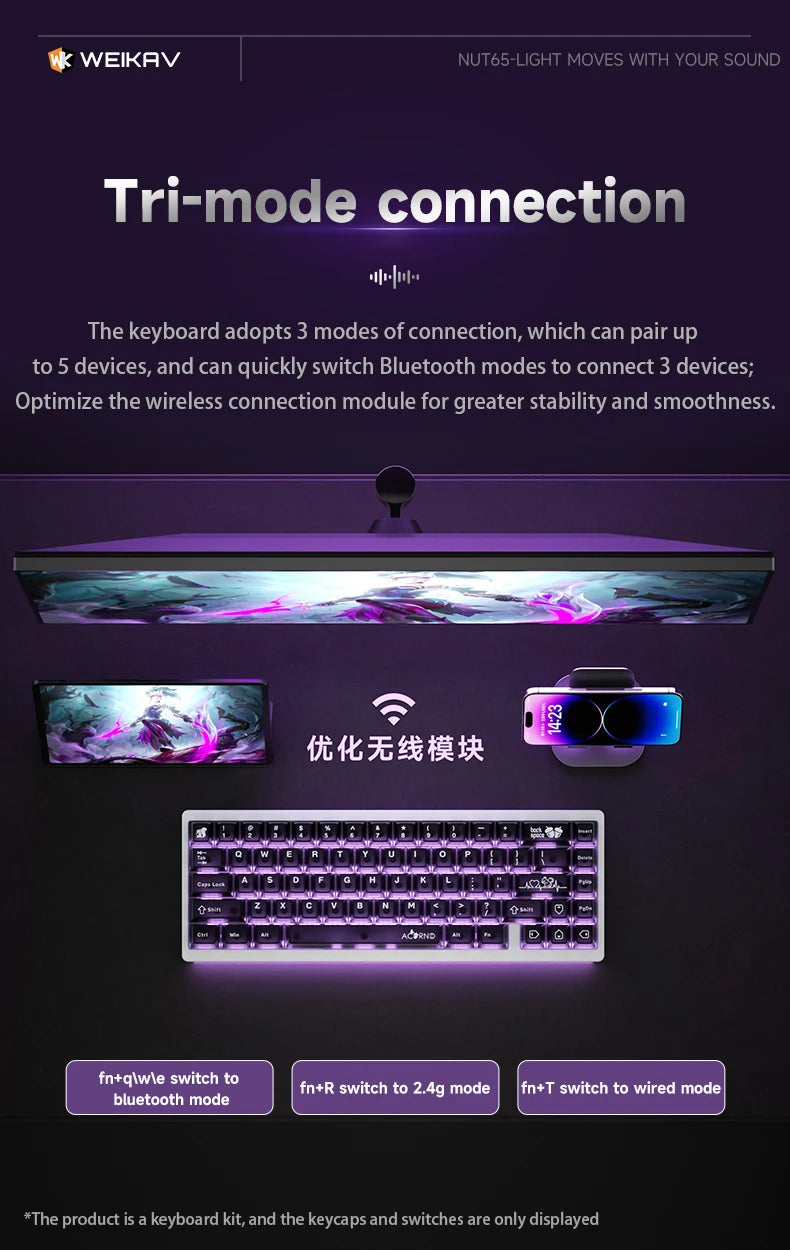 Aluminum 65% Tri-Mode Mechanical Keyboard Kit