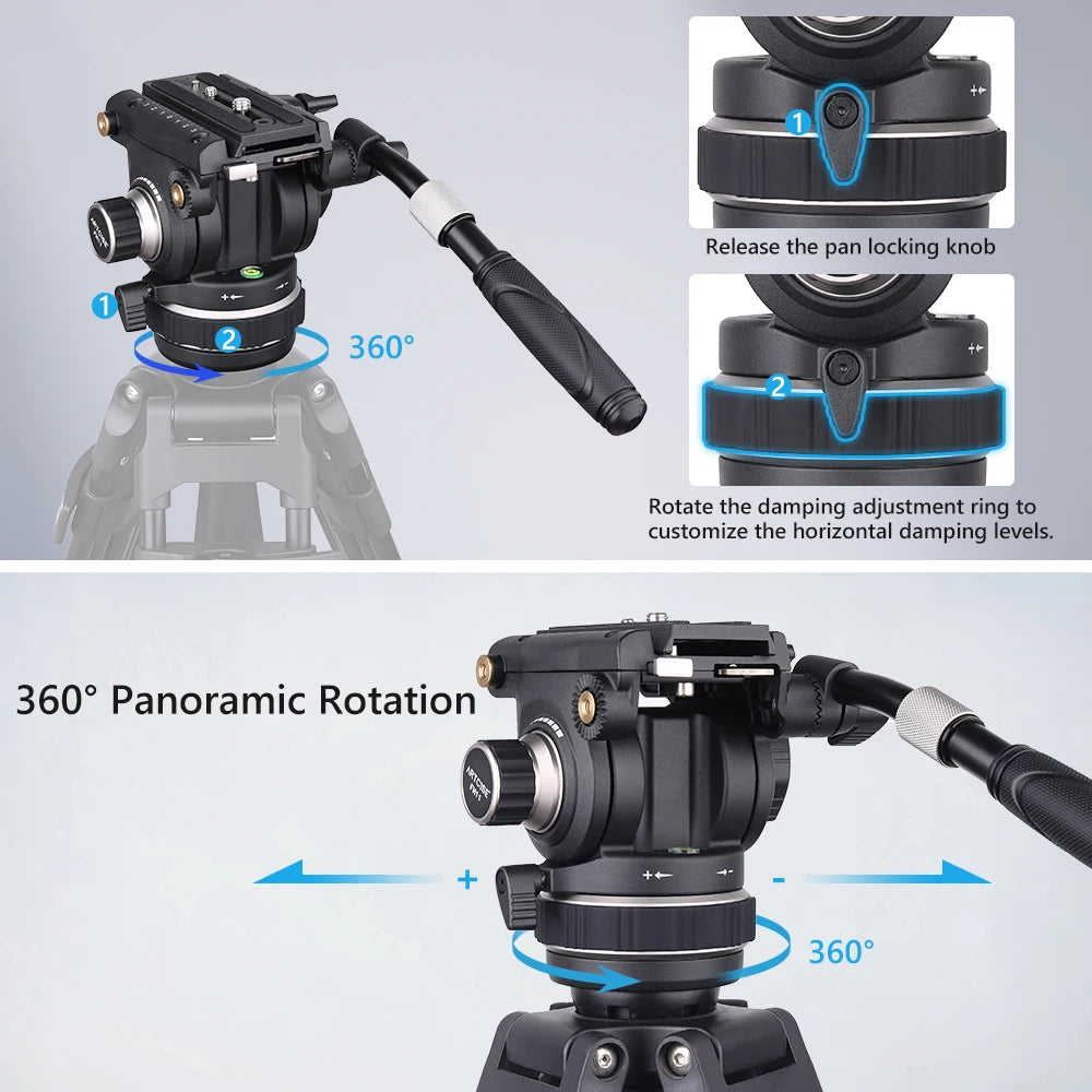 Heavy-Duty Tilt Pan Video Head Supports 12kg Load