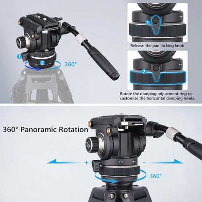 Heavy-Duty Tilt Pan Video Head Supports 12kg Load