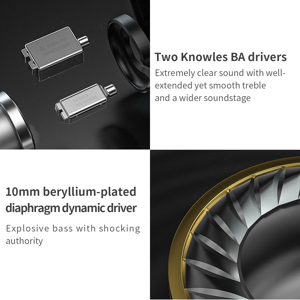 Titanium HiFi In-Ear Monitors with Hybrid Drivers