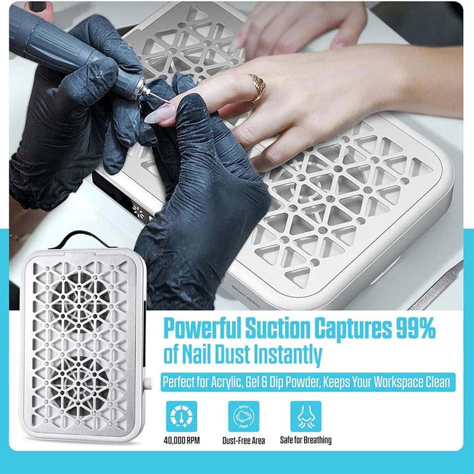 Portable Nail Dust Collector with Dual Turbo Fans