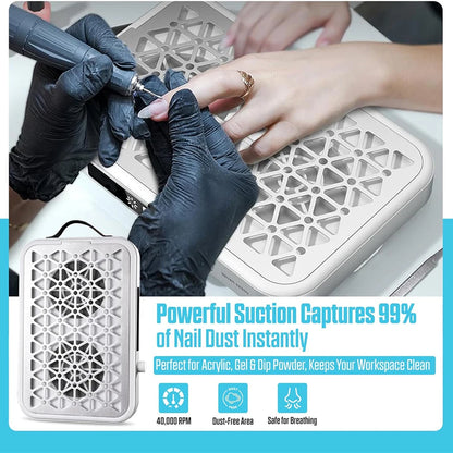 Portable Nail Dust Collector with Dual Turbo Fans
