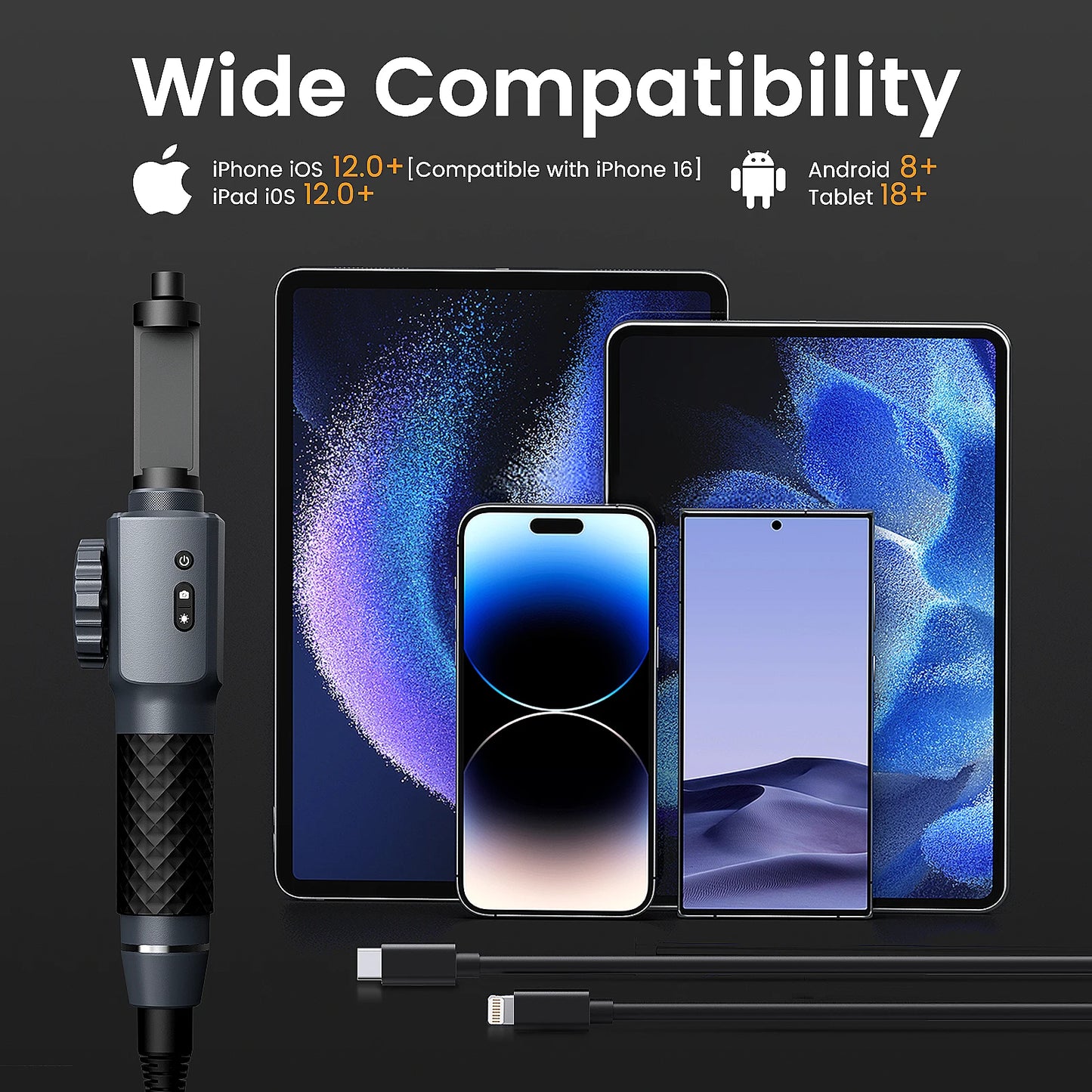 5.5mm Articulating Endoscope Camera 1.2m with Dual View Lens