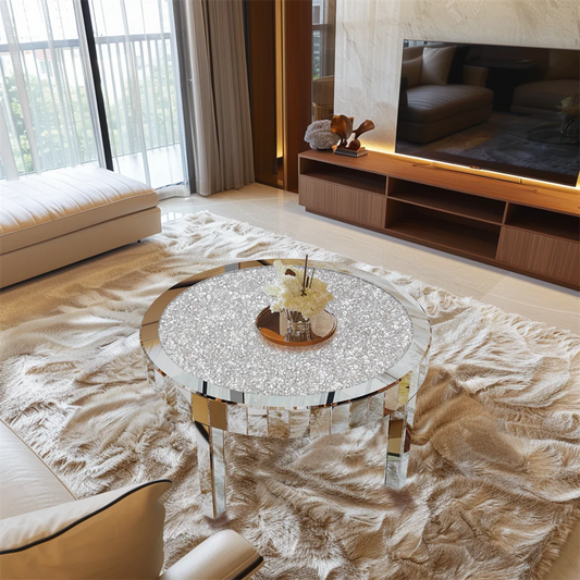 Modern Mirrored Side Table with Stylish Glass Surface