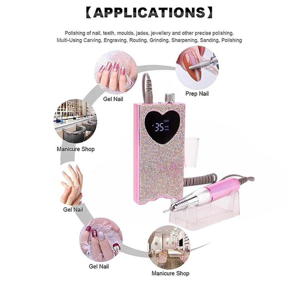 Rechargeable Nail Drill with LED UV Nail Lamp Set