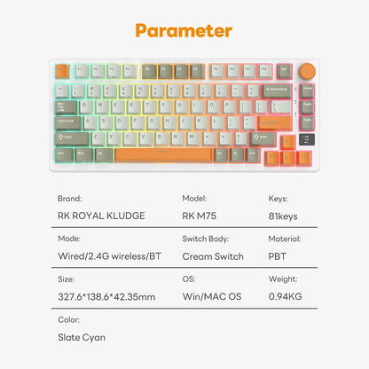 Wireless 75% RGB Mechanical Keyboard Fast Silver Switch