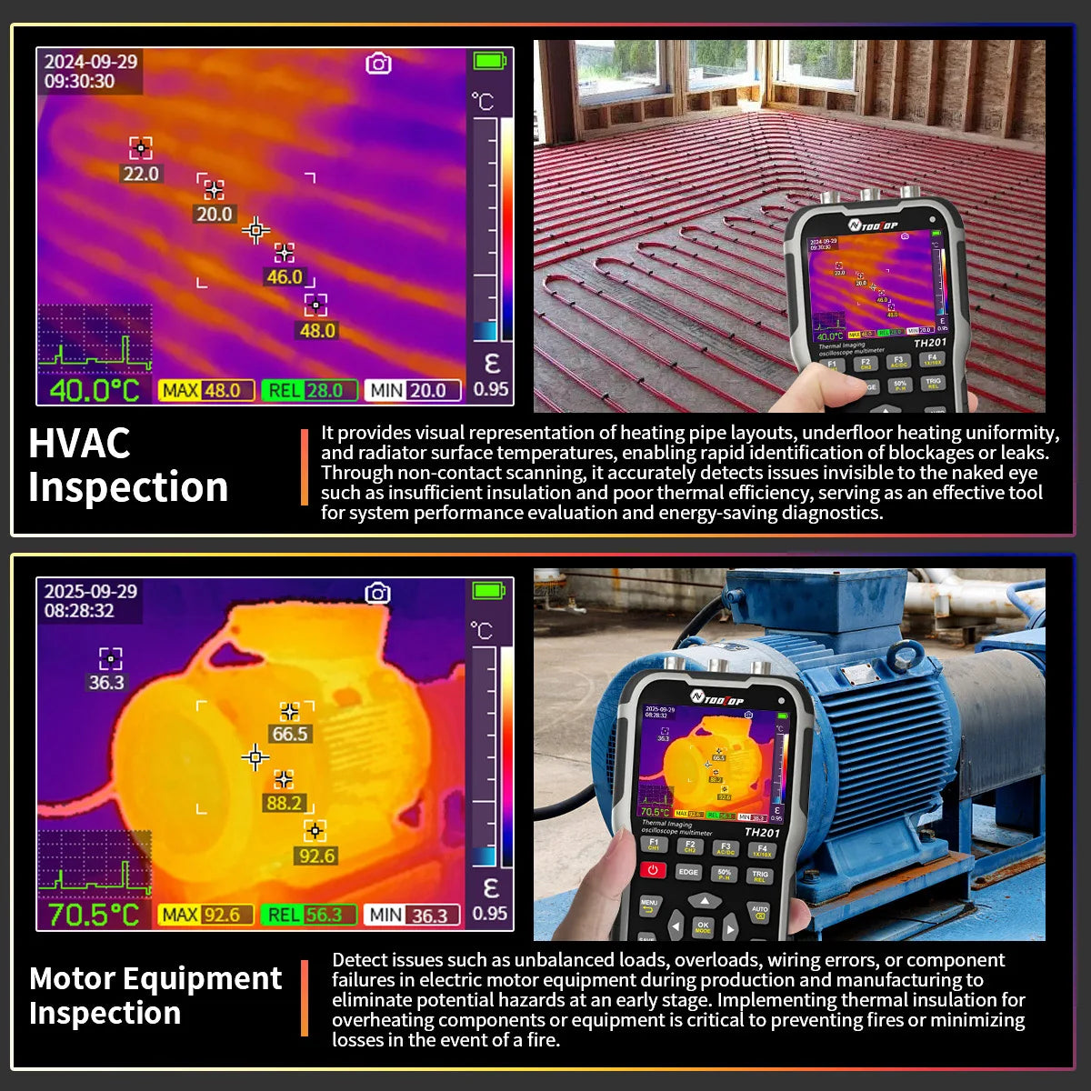 Portable 4in1 Thermal Imager Oscilloscope TH201 70MHz