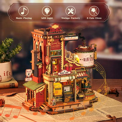 Wooden Mechanical Puzzle Kit with Music and Lights