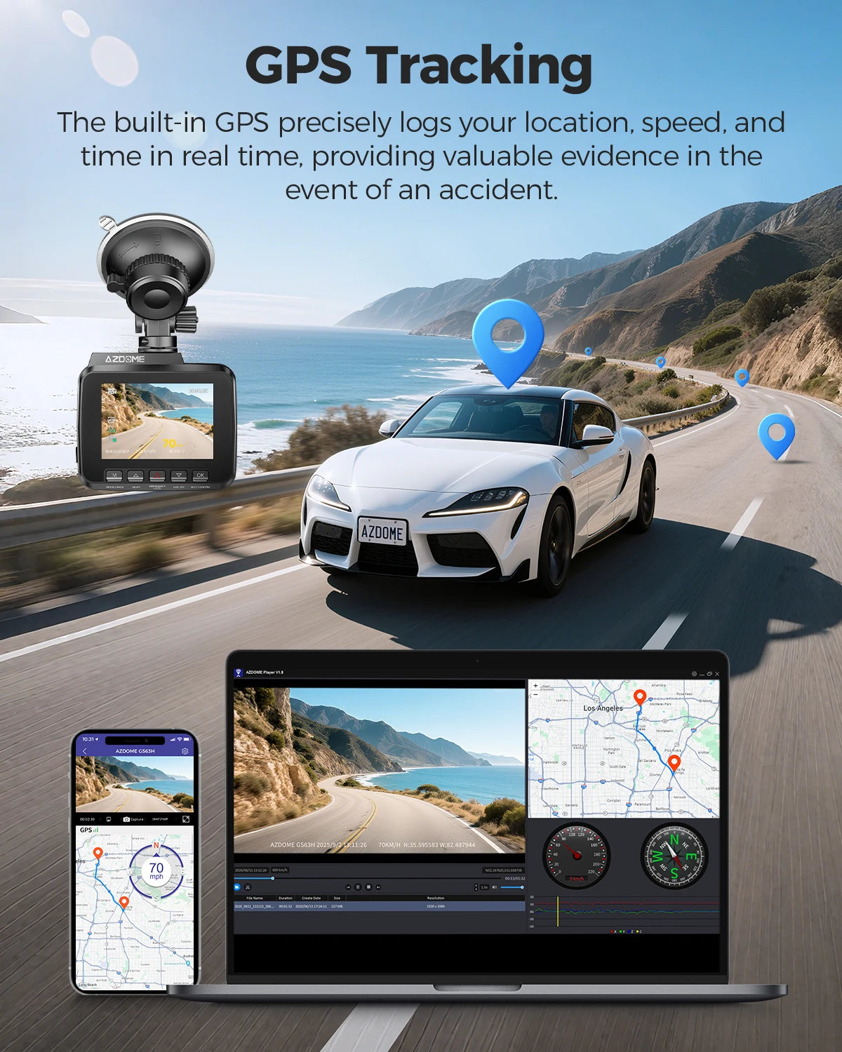 4K Car Dash Camera with GPS WiFi WDR & G-Sensor