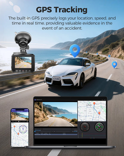 4K Car Dash Camera with GPS WiFi WDR & G-Sensor