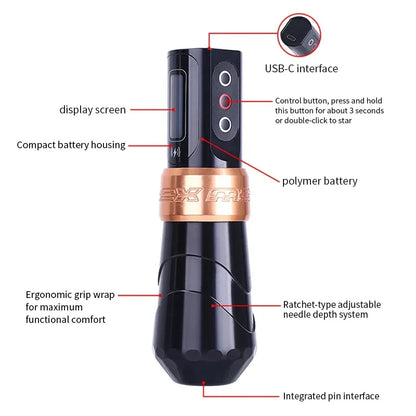 Cordless Tattoo Pen Machine 2400mAh Rechargeable Coreless Motor
