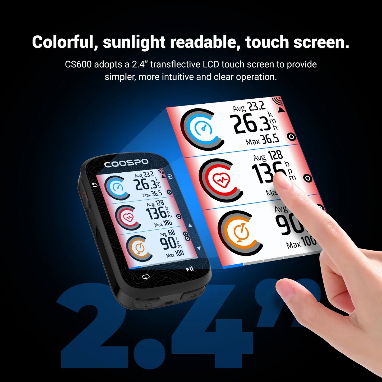 Wireless GPS Cycling Computer with Color Map Navigation