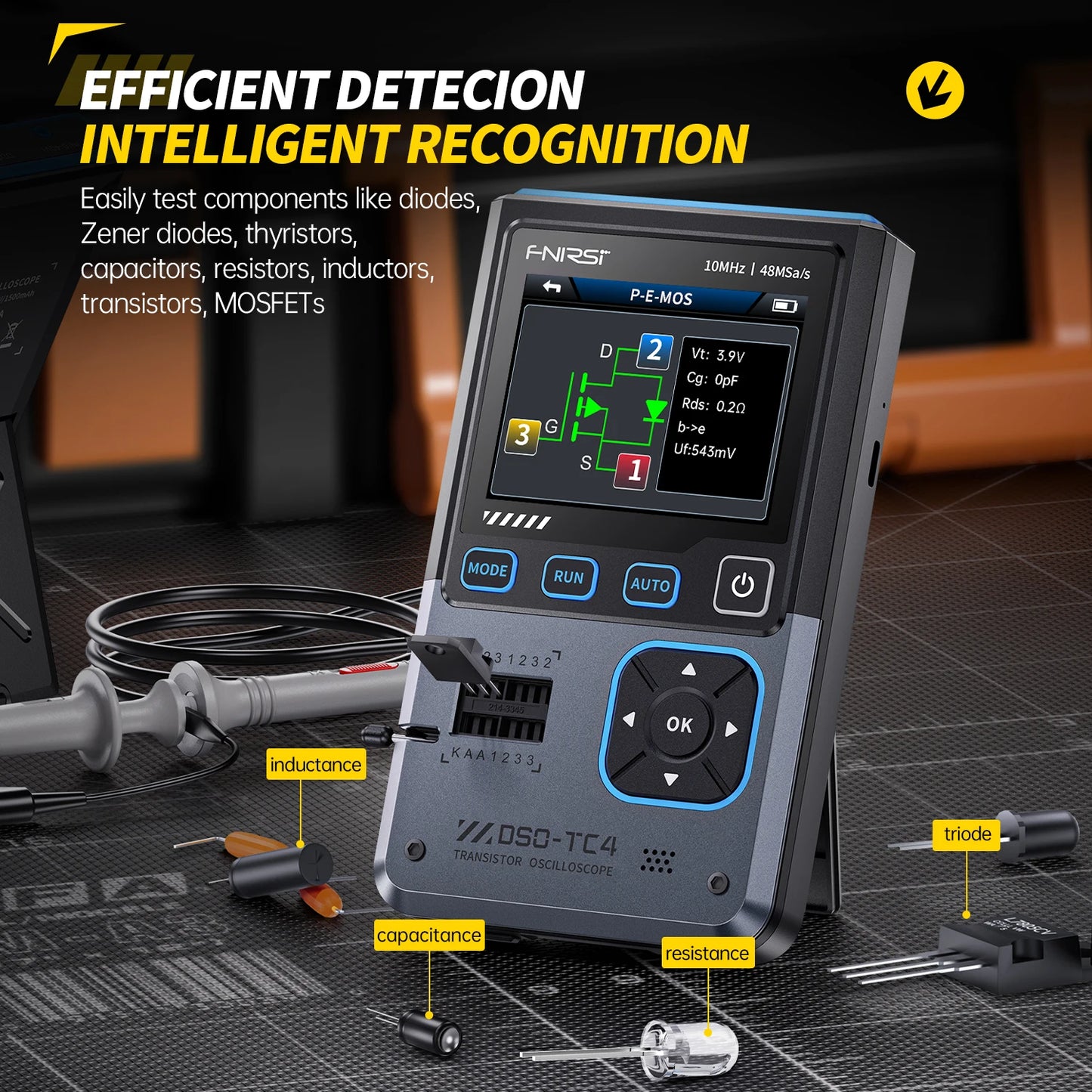 Portable 3 in 1 Digital Oscilloscope with Transistor Tester
